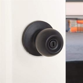 img 1 attached to 🔒 Amazon Basics Matte Black Bedroom/Bathroom Door Knob: Lockable Standard Ball Design