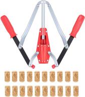 🍾 wine bottle double lever hand corker: perfect for standard wine, belgian beer, and synthetic plastic corks - includes 20 count wine corks logo