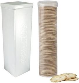 img 1 attached to Home-X Set of 2 - Saltine Cracker and Cookie Storage Containers for Freshness, Includes 1 Round and 1 Square