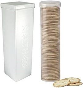 img 2 attached to Home-X Set of 2 - Saltine Cracker and Cookie Storage Containers for Freshness, Includes 1 Round and 1 Square