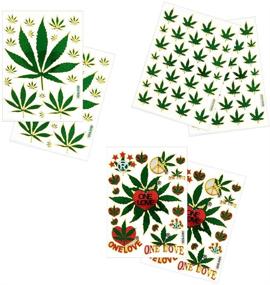 img 4 attached to 🌿 Vibrant Cannabis Marijuana Leaf Scrapbook Stickers - 6 Sheets, Reflective - 4 X 5.25 Inch./sheet