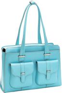 women briefcase leather blue mcklein logo