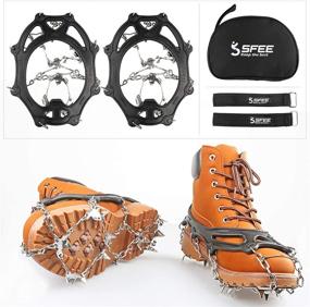 img 3 attached to Ice Snow Grips Crampons Traction Cleats - 19 Stainless Steel Spikes - for Women Men Kids - Anti Slip Flexible Shoe/Boot Footwear for Walking Climbing Hiking Fishing Outdoor - Sfee