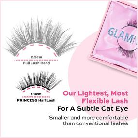 img 3 attached to 👑 Princess Glamnetic Magnetic Half Lashes - Natural Looking Short Cat Eye Flared Half Lash Set with 6-Magnet Band, Reusable Eyelashes for Small Eyes, Up to 60 Wears - 1 Pair