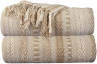 🛋️ boho farmhouse throw blanket: brown cotton stripe cozy bed blanket with fringe - soft and luxury for living room decor, couch, chair & everyday use - 50 x 60 inches logo