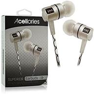 acellories premium superior metal high performance earbuds headphones (white) logo