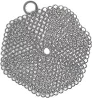 🔗 cast iron pan chainmail scrubber - the ideal stainless steel cleaning tool for cast iron. 6-inch round cast iron scrubber (pots not included). logo