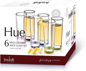 img 3 attached to 🥃 Vibrant JoyJolt Hue Colored Shot Glass Set - 6 Pieces, 2-Ounces Each for Exciting Sips!