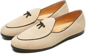 img 4 attached to 👞 Men's Vintage Loafers Belgian Slip-Ons by Journey West - Classic Shoes for a Sophisticated Look