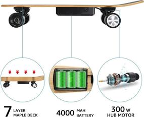 img 1 attached to 🛹 Electric Skateboard with Remote Control - Perfect for Adults, Teens, and Kids Beginners | Ideal for Commuting and Cruising | Features 4000 mAh Battery | Provides 1 Hour of Riding Time | Reaches Top Speed of 12.4 Mph | Covers 9 Miles Range | Crafted with 7 Layers Maple Deck