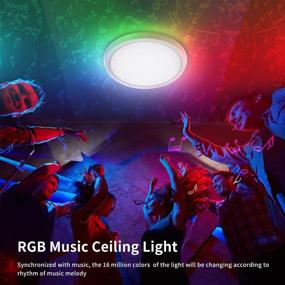 img 2 attached to 🔆 Airand Smart Ceiling Light: WiFi LED Flush Mount, Color Changing & Dimmable, Alexa & Google Home Compatible, Music RGB, Low Profile Light Fixture - 35W 12Inch for Bedroom and Living Room