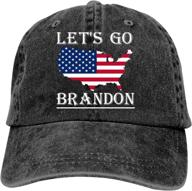 🧢 retro fjb hat: adjustable strapback baseball cap - let's go b! joe biden dad caps, washed denim anti biden hats logo