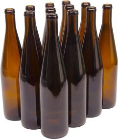 img 1 attached to Premium North Mountain Supply 750ml Amber Glass California Hock Wine Bottles - Set of 12, Flat-Bottomed with Cork Finish