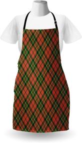 img 2 attached to 🍀 Ambesonne Checkered Apron: Irish Tartan Plaid Motifs in Christmas Colors, Adjustable Bib for Cooking & Gardening - Adult Size, Emerald Yellow