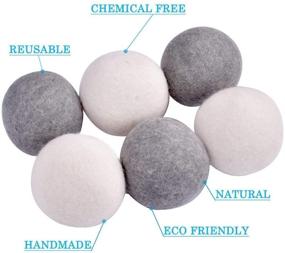 img 1 attached to 🧺 Wool Dryer Balls 6 Pack XL: 100% Natural New Zealand Wool Cores for Premium Reusable Fabric Softening & Wrinkle Reduction. Enhance Drying Efficiency with 7cm Dryer Balls - The Better Alternative to Softeners! (3 Gray + 3 White)