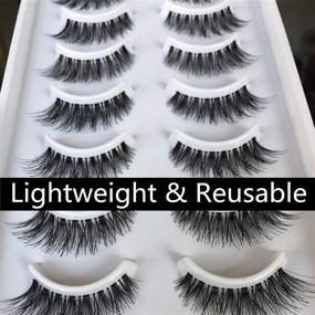 img 1 attached to 🔹 ALICROWN False Eyelashes: 10 Pairs of Lightweight Handmade BLUE Natural Lashes