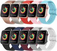 📱 [10 pack] soft silicone apple watch bands 38mm 40mm for women men - compatible with iwatch series 6, 5, 4, 3, 2, 1 & se - adjustable buckle - 10 pack b, small logo