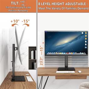 img 1 attached to Premium 27-43 Inch Single Monitor Stand: Adjustable Tilt & Swivel, Freestanding Mount with Tempered Glass Base - Ideal for Curved Screens, Up to 77lbs Weight Capacity - HT05B-003