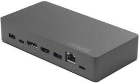 img 4 attached to Lenovo Thunderbolt 3 Essential Dock with 135W Adapter & 110V Power Cord, Universal Compatibility, USB-A 3.0 & USB-C Downstream Ports, 40AV0135US, Iron Grey