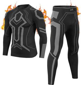 img 4 attached to 🥶 Ultimate Winter Performance: Men's Thermal Underwear Set - Top & Bottom Compression Suit for Skiing, Base Layer Sport Long Johns, Cold Weather Gear