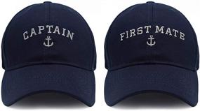 img 4 attached to ⛵ Stylish Captain Hat & First Mate Baseball Caps - Perfect for Boating and Nautical Adventures!