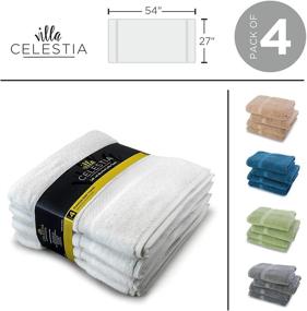 img 3 attached to 🛀 700 GSM Luxury Bath Towels - Villa Celestia, Quick Dry & High Absorbent Cotton Towels Set for Bathroom - White Body Towels 27x54 Inches - Set of 4 White Bath Towels
