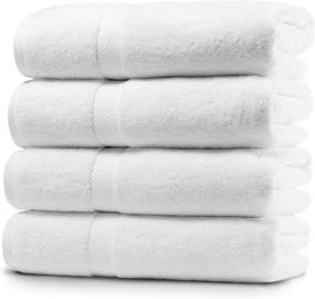 img 4 attached to 🛀 700 GSM Luxury Bath Towels - Villa Celestia, Quick Dry & High Absorbent Cotton Towels Set for Bathroom - White Body Towels 27x54 Inches - Set of 4 White Bath Towels