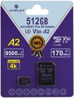 📸 amplim micro sd card 512gb - new 2021 microsd memory plus adapter, high speed 170mb/s, a2 microsdxc u3 class 10 v30 uhs-i - compatible with nintendo-switch, gopro hero, surface, phone, camera, tablet logo