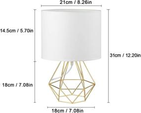 img 3 attached to 🔘 Stylish Modern Vintage White Gold Desk Table Lamps - Perfect for Boys Kids Living Room Bedroom - Minimalist Industrial DIY Bedside Night Light - Ecopower Geometric Cage Light with Metal Hollowed Out Base and Fabric Shade