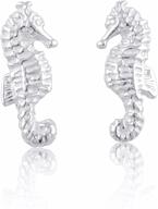 exquisite sterling silver seahorse stud earrings - adorable 0.47in size logo