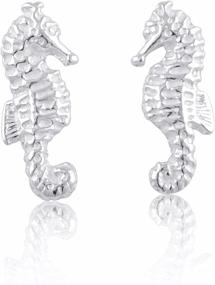 img 1 attached to Exquisite Sterling Silver SeaHorse Stud Earrings - Adorable 0.47in Size