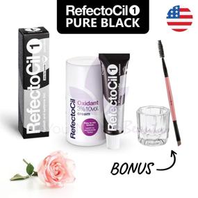 img 3 attached to 🖤 Набор для окрашивания волос “RefectoCil Color Kit PURE BLACK” - Включает REFECTOCIL 1 крем-краску для волос объемом 0,5 унций (15 мл), кремовый окислитель-разработчик 3%, миску для смешивания и щетку для наращивания ресниц IN YOUR NATURE - Идеально подходит для профессионального окрашивания волос, бороды и усов.