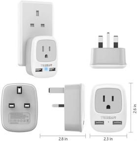img 1 attached to TESSAN US to UK Ireland Travel Plug Adapter 2 Pack with 2 USB Ports – Type G Power Outlet Adaptor, Ideal for USA to Dubai, Scotland, British, London, England, Hong Kong, and Irish Travels