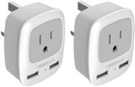 tessan us to uk ireland travel plug adapter 2 pack with 2 usb ports – type g power outlet adaptor, ideal for usa to dubai, scotland, british, london, england, hong kong, and irish travels logo