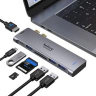 💻 7-in-1 usb c adapter for macbook pro with 4k@60hz hdmi, 3 usb 3.0 ports, sd/tf card reader, 100w thunderbolt 3 pd port logo