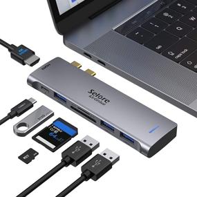 img 4 attached to 💻 7-in-1 USB C Adapter for MacBook Pro with 4K@60HZ HDMI, 3 USB 3.0 Ports, SD/TF Card Reader, 100W Thunderbolt 3 PD Port