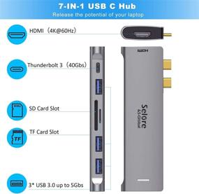 img 3 attached to 💻 7-in-1 USB C Adapter for MacBook Pro with 4K@60HZ HDMI, 3 USB 3.0 Ports, SD/TF Card Reader, 100W Thunderbolt 3 PD Port