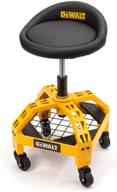 dewalt padded rolling shop/garage stool: 360-degree swivel seat, durable steel frame, adjustable - the ultimate workstation companion logo