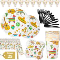 🎉 fiesta party supplies: cinco de mayo theme tableware set - 177pcs disposable plates, cups, napkins, and more! logo