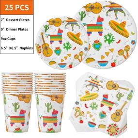 img 2 attached to 🎉 Fiesta Party Supplies: Cinco De Mayo Theme Tableware Set - 177PCS Disposable Plates, Cups, Napkins, and More!