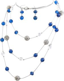 img 2 attached to Beautiful Handmade Illusion Necklace Silver Blue