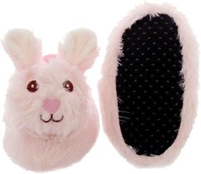 img 1 attached to Comfortable Plush Animal Sock Top Slippers for Toddler Boys and Girls - Yankee Toy Box
