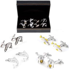img 3 attached to MRCUFF Fisherman Cufflinks Presentation Polishing Men's Accessories for Cuff Links, Shirt Studs & Tie Clips
