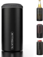 🥶 6 hour insulated stainless steel vacuum can cooler for 12 oz skinny can, regular can & beer bottle - keep beverages cold - 3-in-1 slim can insulator логотип