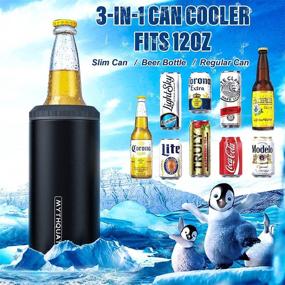 img 3 attached to 🥶 6 Hour Insulated Stainless Steel Vacuum Can Cooler for 12 OZ Skinny Can, Regular Can & Beer Bottle - Keep Beverages Cold - 3-in-1 Slim Can Insulator