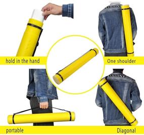 2-Pack Extendable Poster Tubes Expand from 24.5” to 40” with Shoulder Strap  | Carry Documents, Blueprints, Drawings and Art | Blue and Yellow Portable