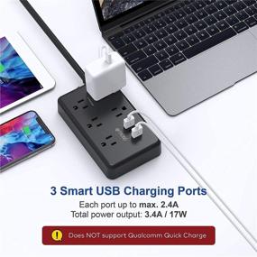 img 1 attached to 💡 TROND Удлинитель с защитой от перенапряжения: 5 розеток, 3 USB-порта, 1300 Джоулей, сертифицирован ETL - идеально подходит для дома, офиса, общежития.