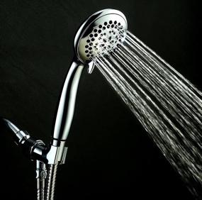 img 2 attached to 🚿 WASSERN Handheld Shower Head: High Pressure, 6 Settings, Rainfall Massage, Flexible Hose, Stainless Steel, Angle Adjustable Bracket - Chrome, 80'' Hose