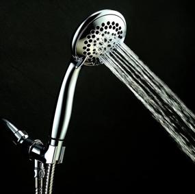 img 1 attached to 🚿 WASSERN Handheld Shower Head: High Pressure, 6 Settings, Rainfall Massage, Flexible Hose, Stainless Steel, Angle Adjustable Bracket - Chrome, 80'' Hose