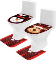 🚽 christmas bathroom toilet seat covers set - xmas theme toilet lids with cartoon snowman and elk patterns for festive bathroom decorations logo